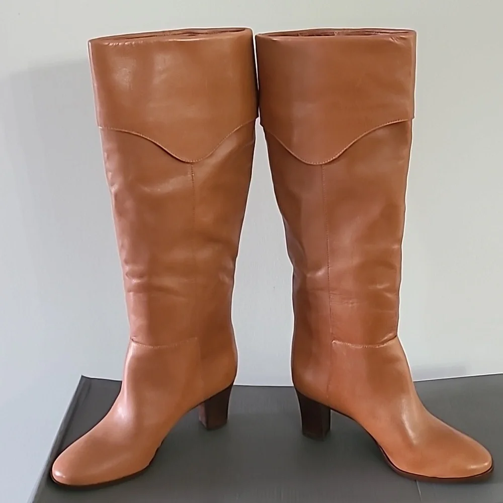 Women's Arezzo Vivian Caramel Leather Knee-High Boots NWB - Picture 4 of 6